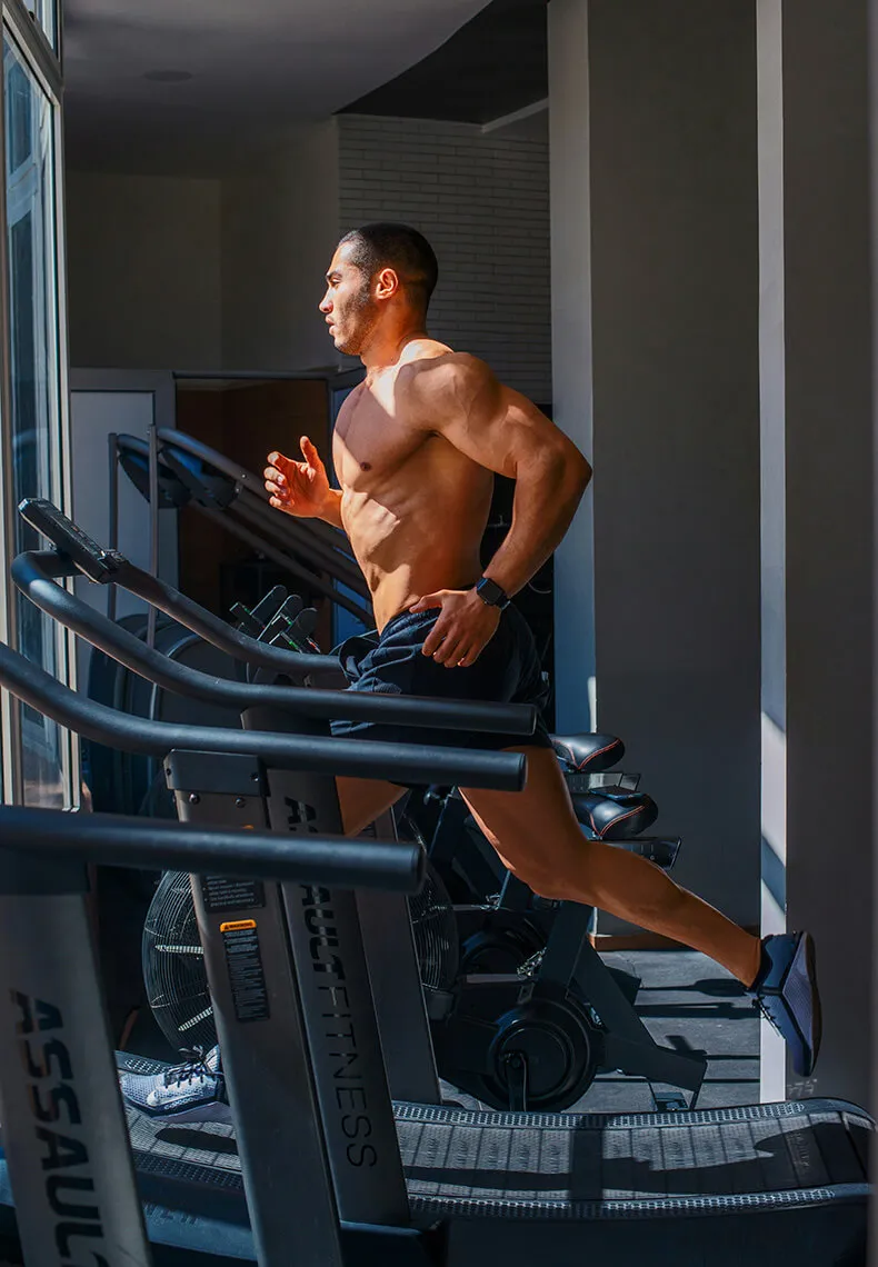 Man running on treadmill