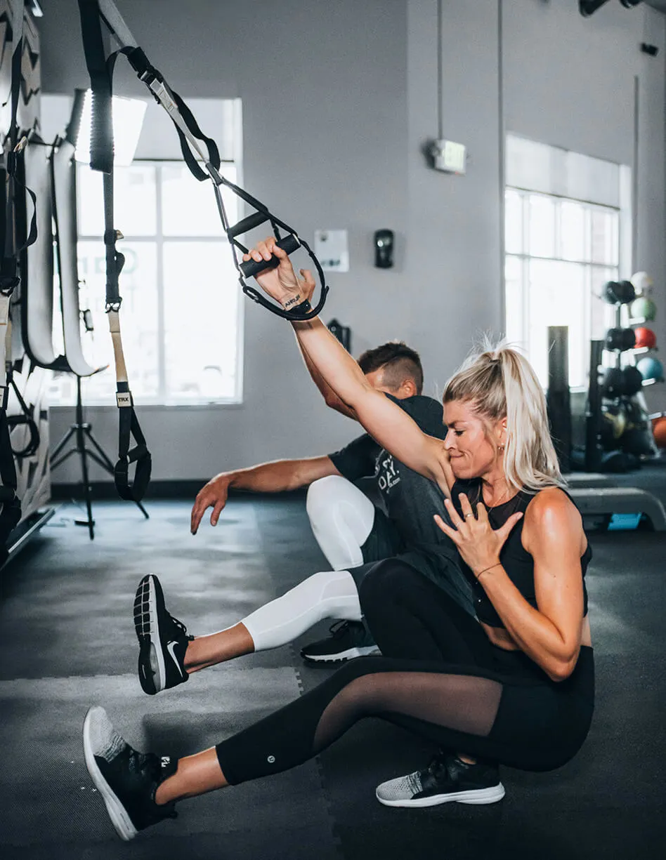 Woman and man exercising